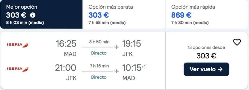 comprar vuelos baratos de Madrid a Nueva York