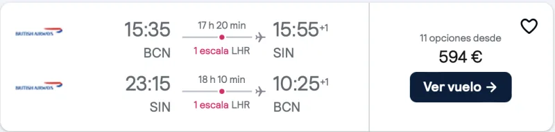 comprar vuelos baratos de barcelona a Singapur