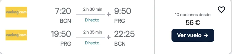 comprar vuelos baratos de Barcelona a Praga