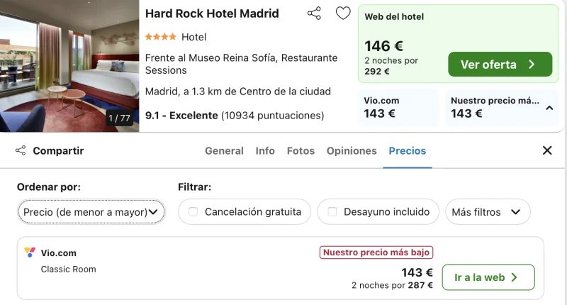 dormir barato hotel hard rock Madrid navidad