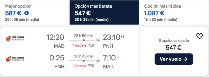 comprar vuelos baratos de Madrid Camboya