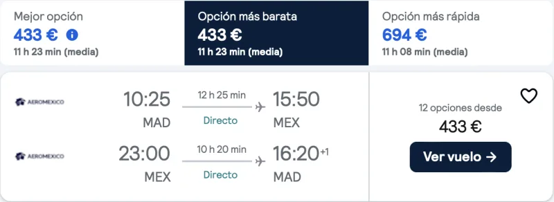 comprar vuelos baratos de Madrid a Mexico