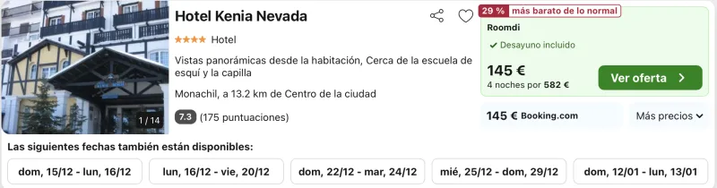 oferta hotel sierra nevada