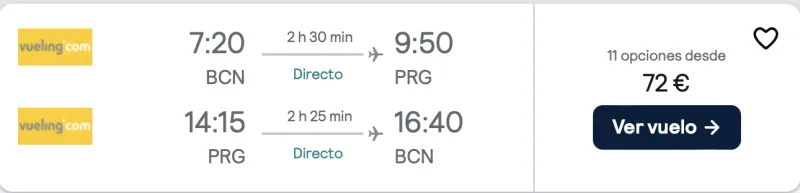 comprar vuelos baratos de Barcelona a Praga
