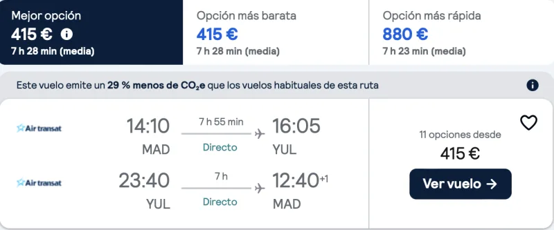comprar vuelos baratos de Madrid a Montreal