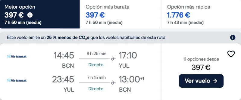 comprar vuelos baratos de Barcelona a Montreal