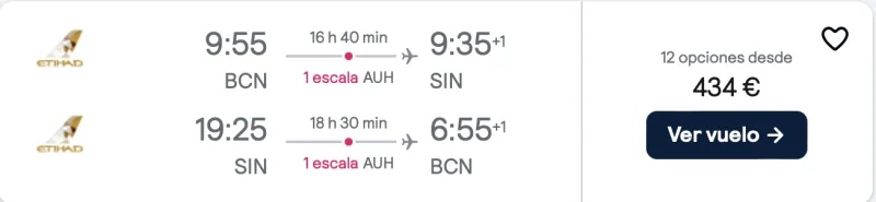 COMPRAR VUELOS BARATOS DE BARCELONA A SINGAPUR CON ETIHAD