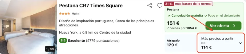 dormir barato hotel cr7 Times Square