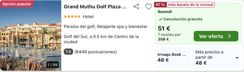 oferta hotel spa 5 estrellas tenerife