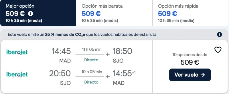 comprar vuelos baratos de Madrid a Costa Rica