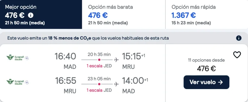 comprar vuelos baratos de Madrid a Mauricio