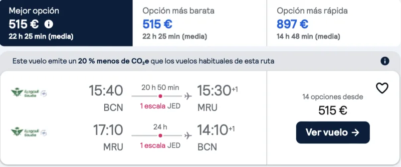 comprar vuelos baratos de Barcelona a Mauricio