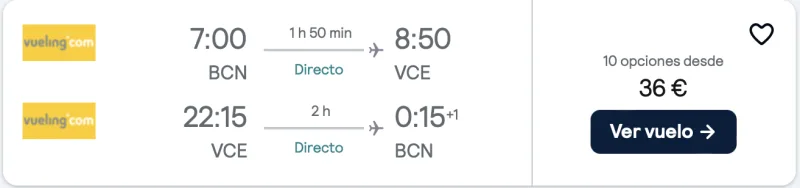comprar vuelos baratos de Barcelona a Venecia