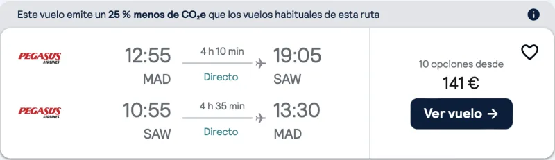 comprar vuelos baratos de Madrid a Estambul