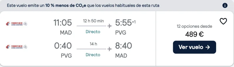 comprar vuelos baratos directos de Madrid a Shanghai