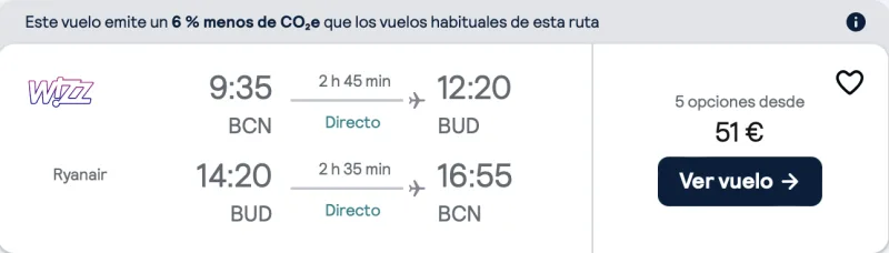 comprar vuelos baratos de Barcelona a Budapest