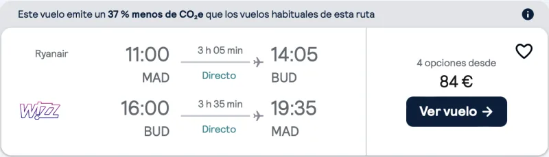 comprar vuelos baratos de Madrid a Budapest