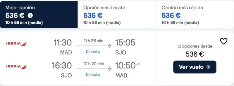 comprar vuelos baratos de Madrid a Costa Rica