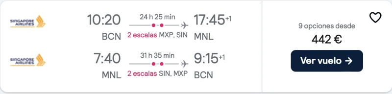 comprar vuelos baratos de Barcelona a filipinas