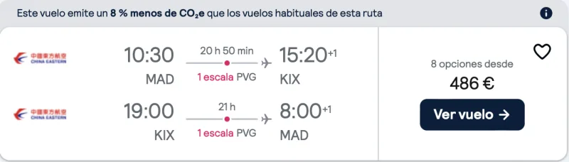 comprar vuelos baratos de Madrid a Osaka Japon
