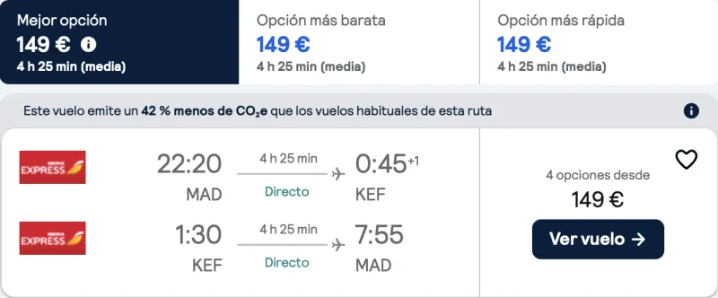 comprar vuelos baratos de Madrid a Islandia