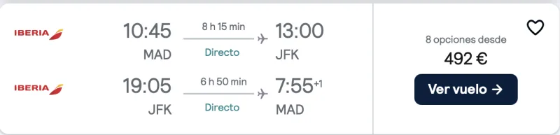 comprar vuelos baratos de Madrid a Nueva York