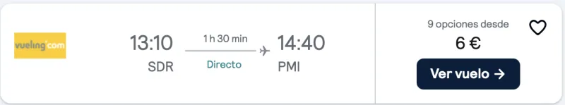 COMPRAR VUELOS DE SANTANDER A PALMA POR 6 EUROS
