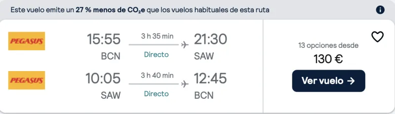 comprar vuelos baratos de Barcelona a Estambul