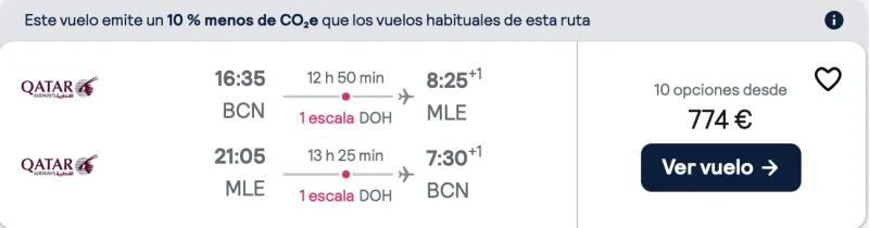 comprar vuelos baratos a maldivas desde barcelona