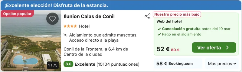 DORMIR BARATO EN CONIL RESORT 4 ESTRELLAS