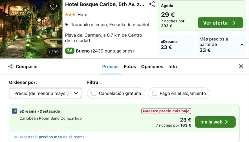 dormir barato en hotel riviera Maya