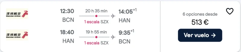 comprar vuelos baratos de barcelona a Hanoi vietnam