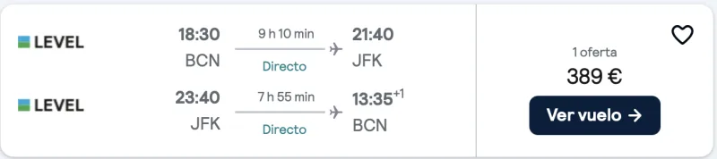comprar vuelos baratos directos de barcelona a Nueva York en julio