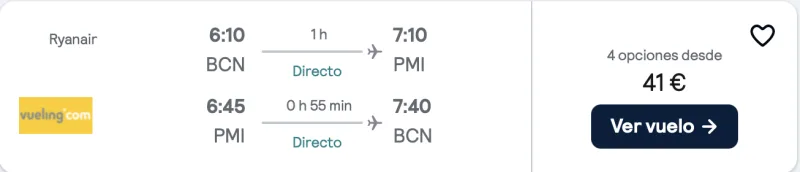 comprar vuelos baratos de barcelona a Mallorca en fin de semana