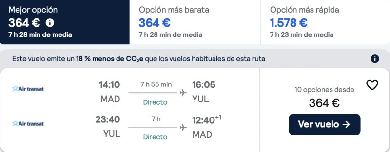 comprar vuelos baratos de madrid Canada