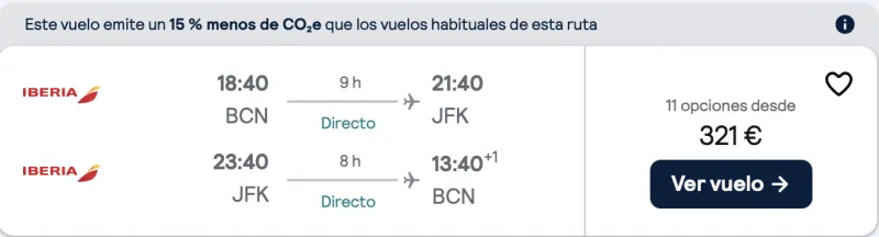 comprar vuelos baratos de barcelona a Nueva York directos