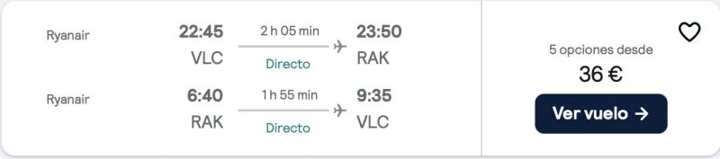 COMPRAR VUELOS BARATOS DE VALENCIA A MARRAKECH