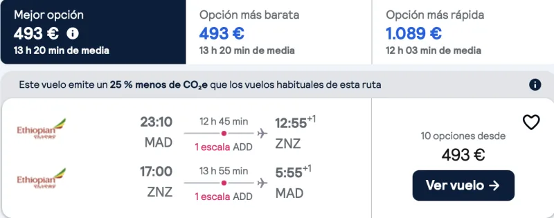 comprar vuelos baratos de madrid a Zanzibar