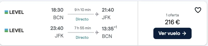 comprar vuelos baratos de barcelona a Nueva York
