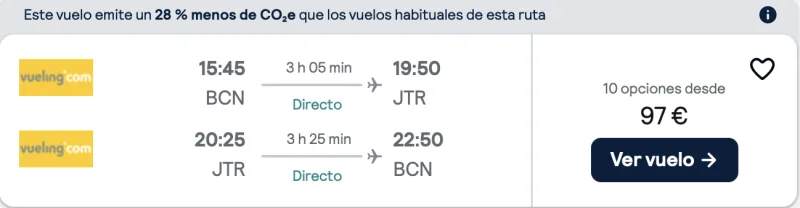 comprar vuelos baratos de barcelona a Santorini en verano