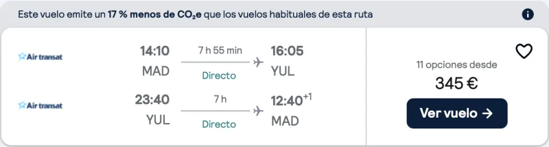 comprar vuelos baratos de madrid a Canada