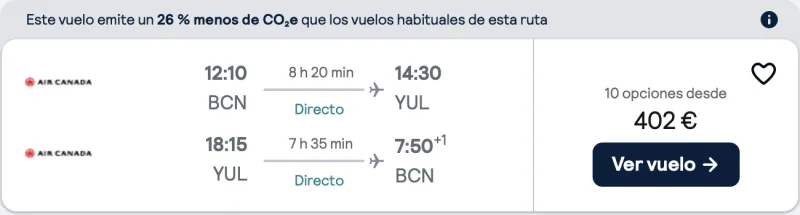 comprar vuelos baratos de barcelona a Montreal