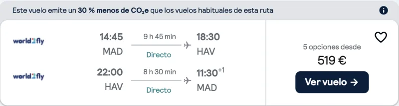 comprar vuelos baratos de madrid a La Habana
