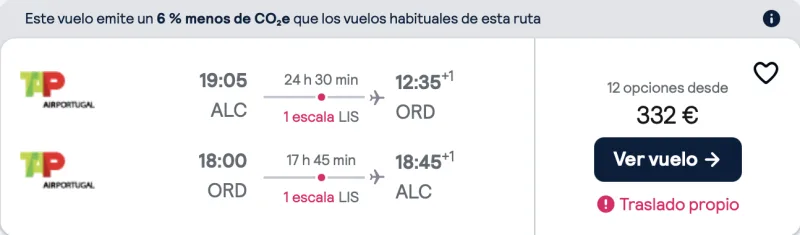 comprar vuelos baratos de alicante a Chicago