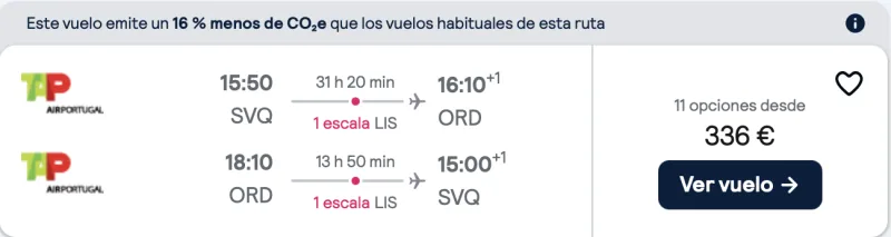 comprar vuelos baratos de sevillanas a Chicago en agosto