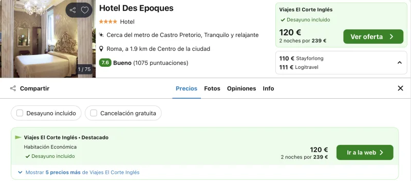 oferta hotel fin de semana roma 4 estrellas