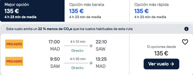 comprar vuelos baratos de madrid a Estambul