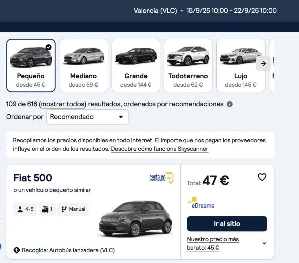 alquiler coche barato en valencia