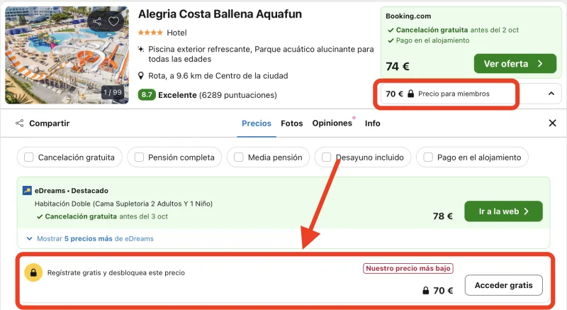 oferta hotel con parque acuático en Cadiz
