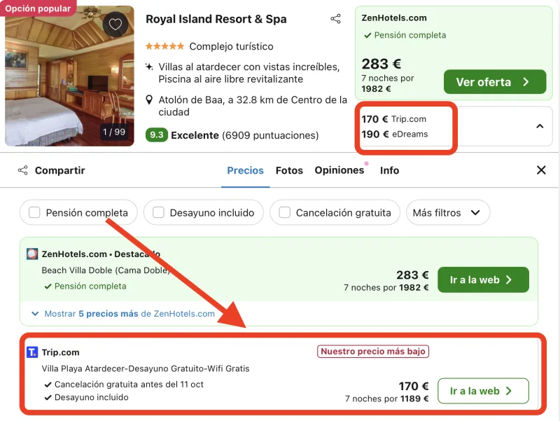 oferta villa pension completa en maldivas